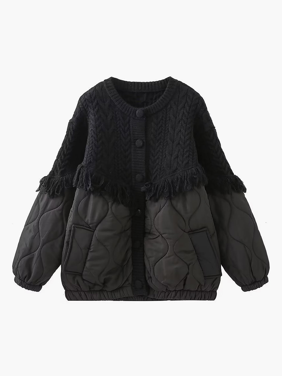 Norell | Veste matelassée en tricot torsadé patchwork