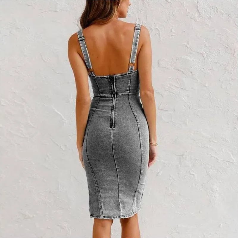 Norell | Robe Camisole Moulante en Denim
